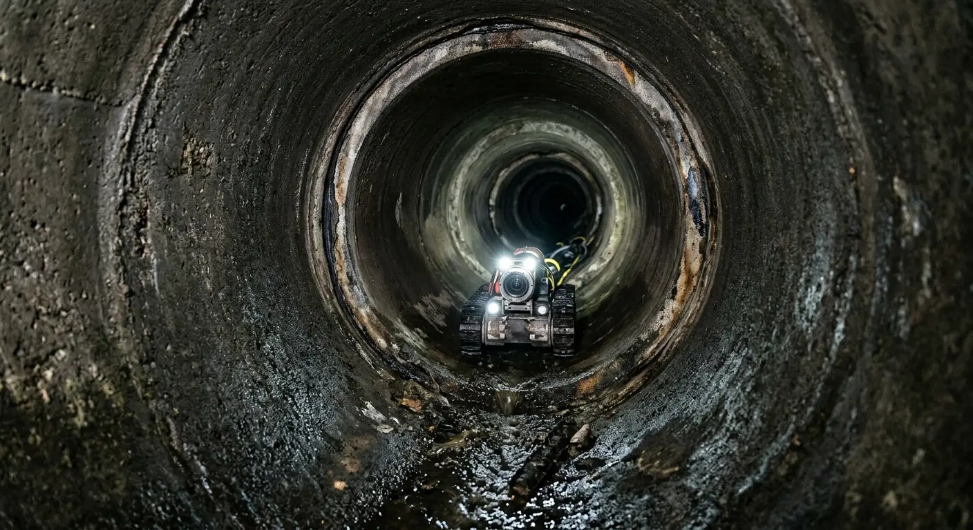 Robotic sewer camera inspecting pipe interior for Sewer Line Repair in Middle Smithfield
